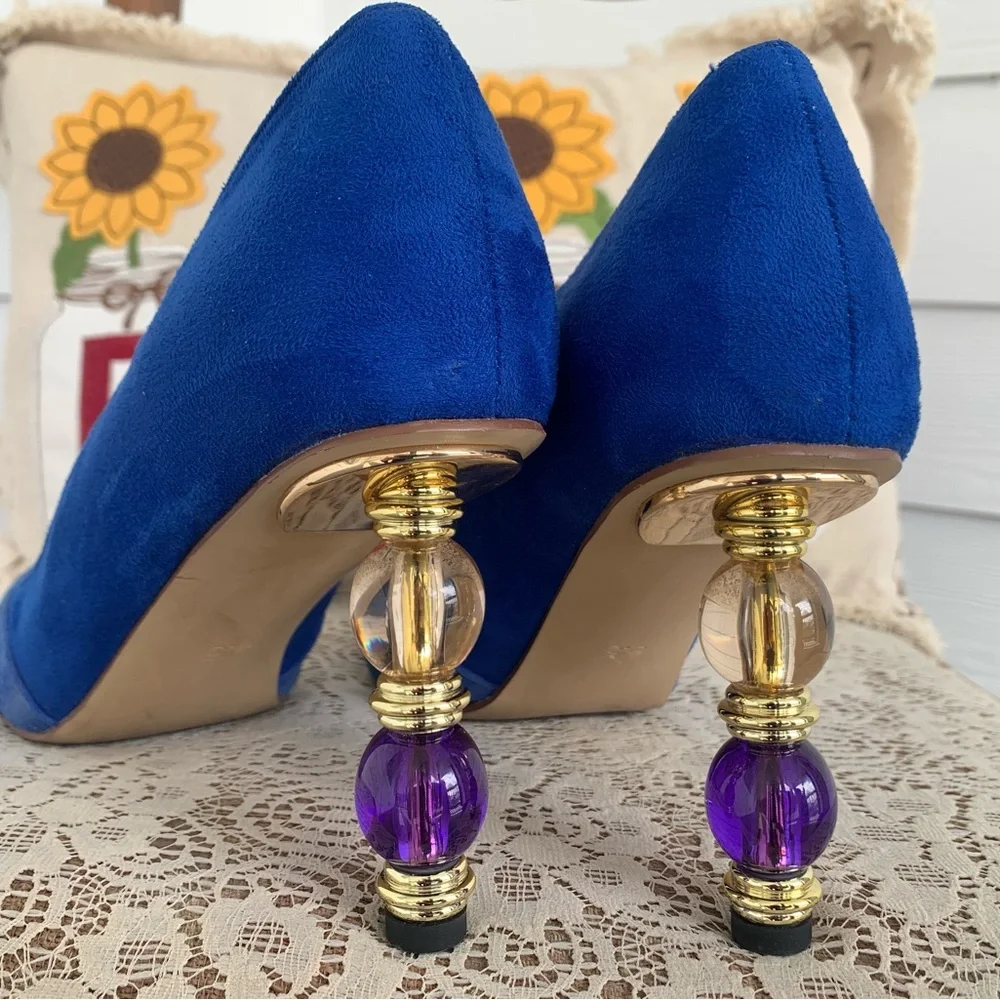 NWOB FOWT BLUE GRADIENT WAVE PATTERN POINTED TOE BLUE/TEAL/PURPLE PUMPS SIZE 9.5 - Picture 13 of 16
